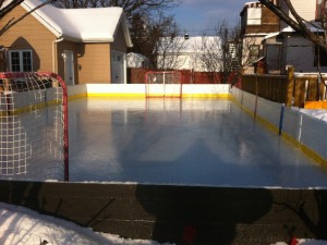 Ice rink made of an old garage door