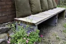 Bench made with a old garage door